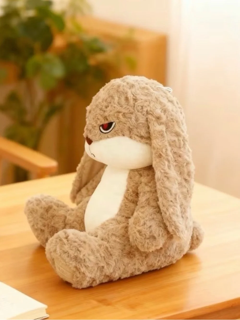 Plush Angry Bunny Small Pet Toy - Cream and Tan